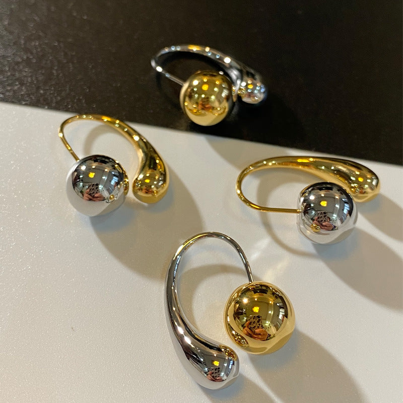 Boucles d'oreilles vintage goutte d'eau à double usage avec petites perles en métal