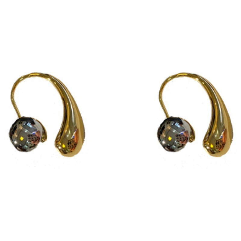 Boucles d'oreilles vintage goutte d'eau à double usage avec petites perles en métal