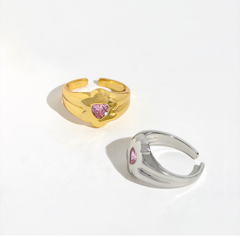 Retro Heart-shaped Diamond Ring For Women