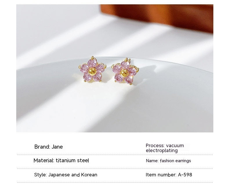 Petites et douces boucles d'oreilles pétales de diamant pour femmes