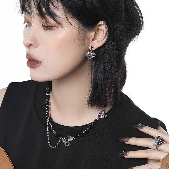 Boucles D'oreilles Gris Avec Coeur Simple