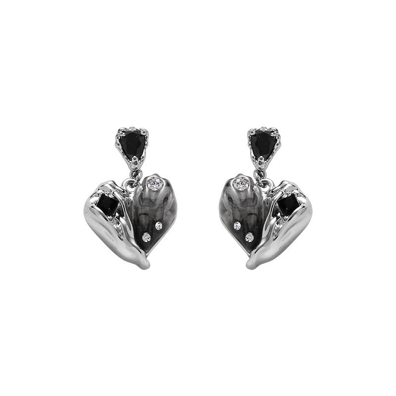 Boucles D'oreilles Gris Avec Coeur Simple