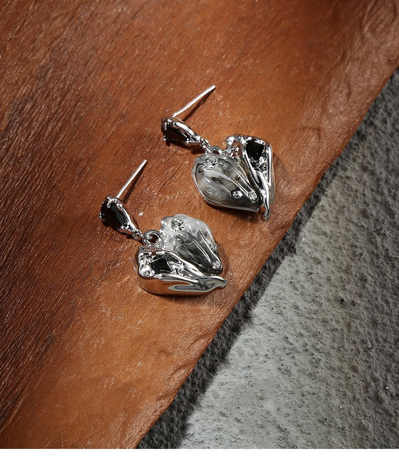 Boucles D'oreilles Gris Avec Coeur Simple