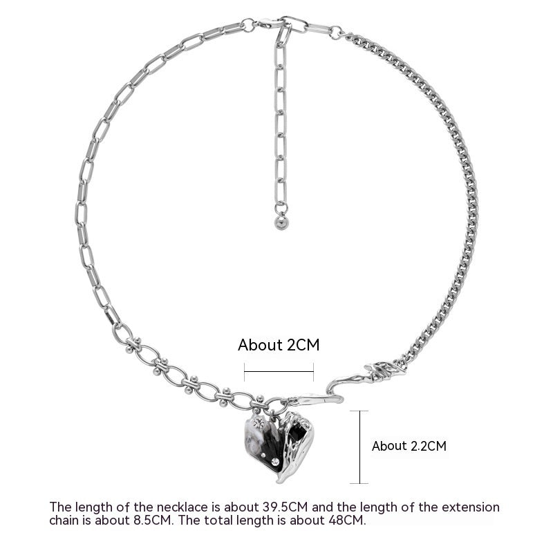 Pleated Heart Necklace Simple All-match