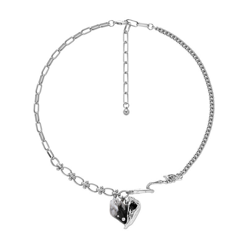 Pleated Heart Necklace Simple All-match