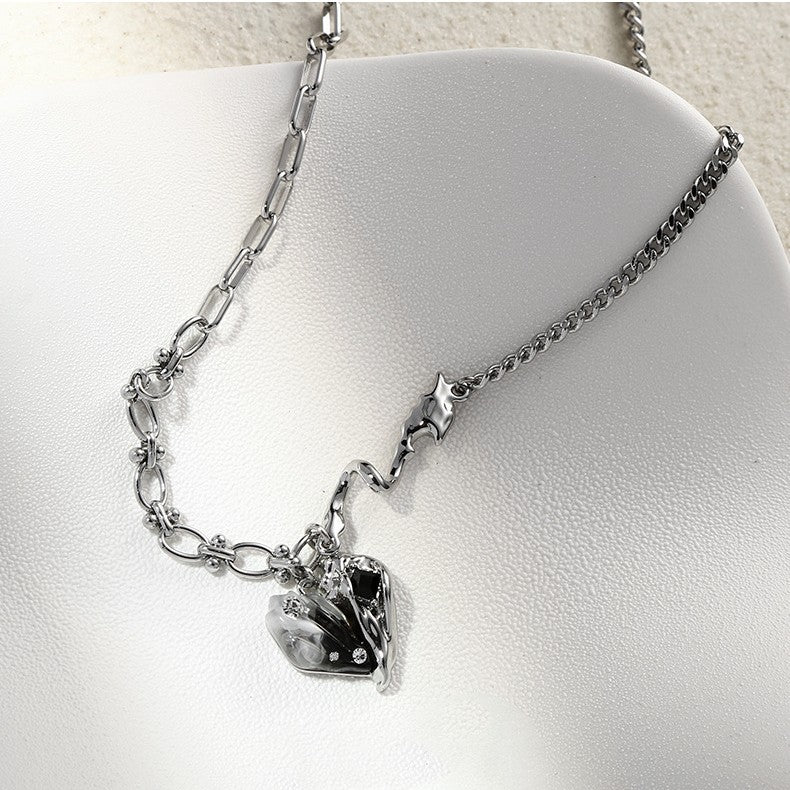 Pleated Heart Necklace Simple All-match