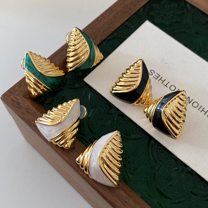 Boucles d'oreilles triangulaires à motif géométrique pour femmes