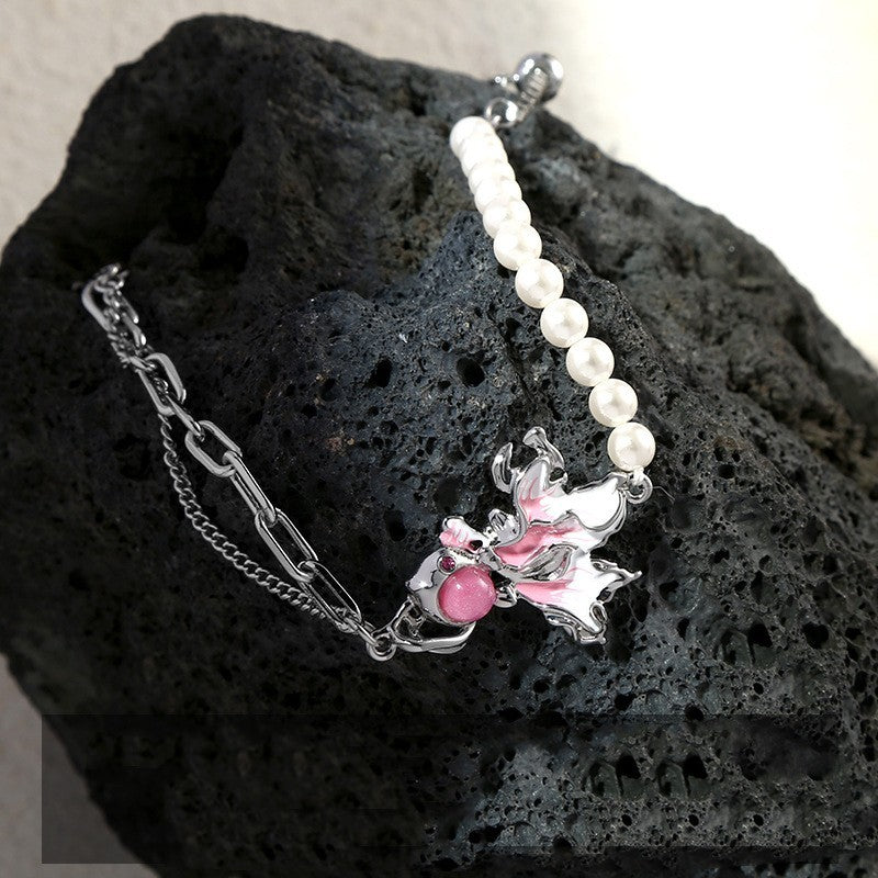Bracelet de perles de poisson rouge goutte d'huile pour femmes