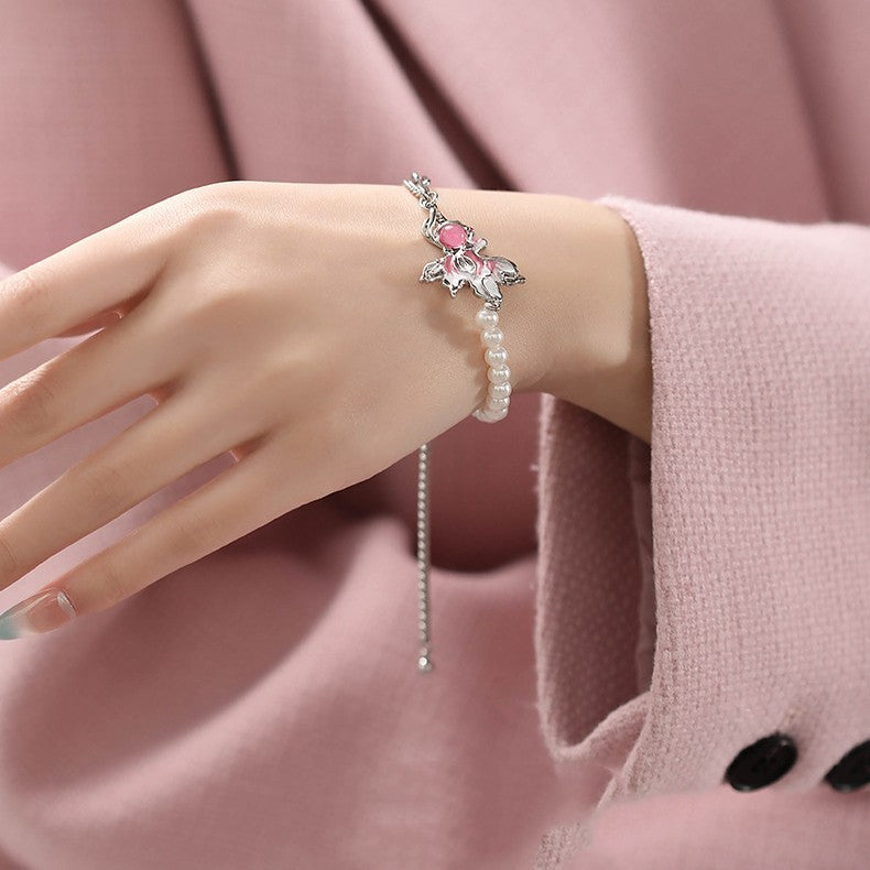 Bracelet de perles de poisson rouge goutte d'huile pour femmes