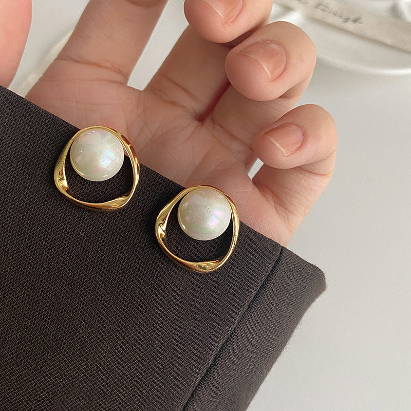 Boucles d'oreilles en argent 925 avec perles et vent froid, découpe géométrique irrégulière