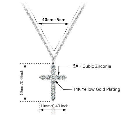 925 Sterling Silver Cross Item Full Diamond Necklace