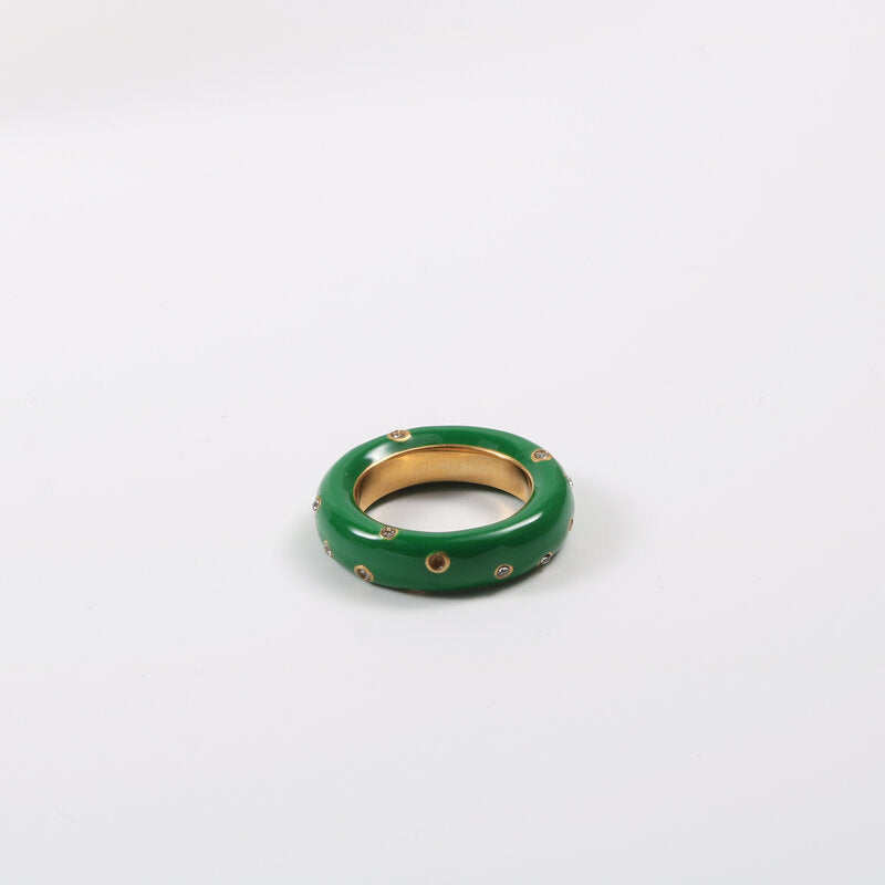 Green Enamel Ring Women's Titanium Steel Material