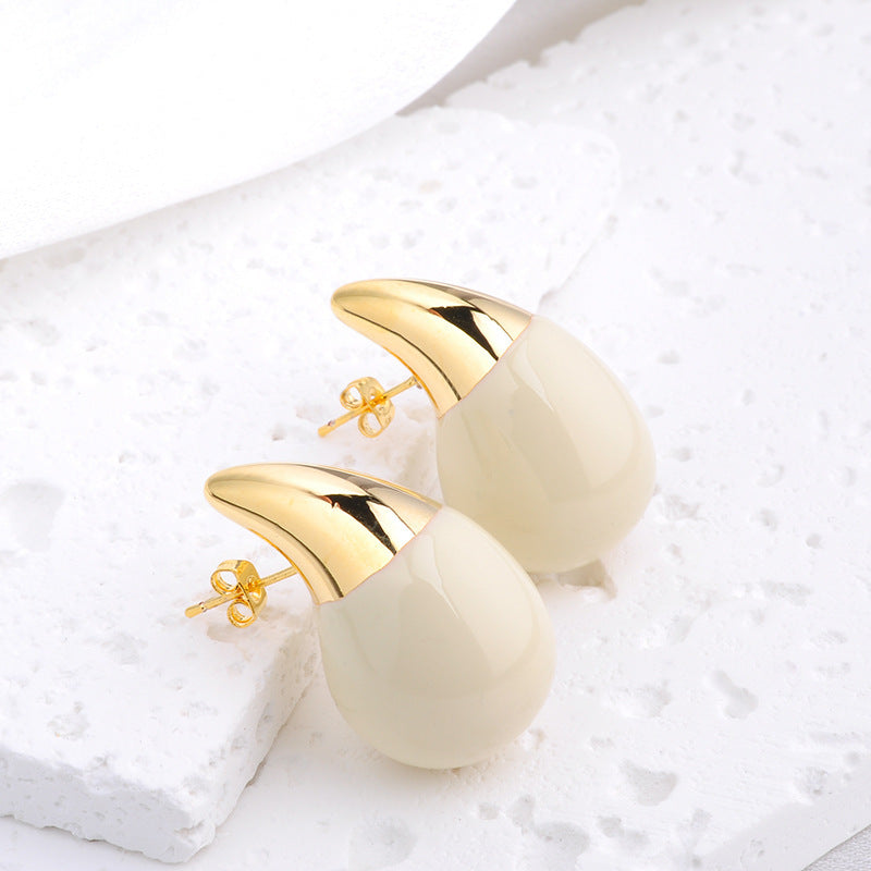 Boucles d'oreilles à tige creuses en forme de larme pour femmes