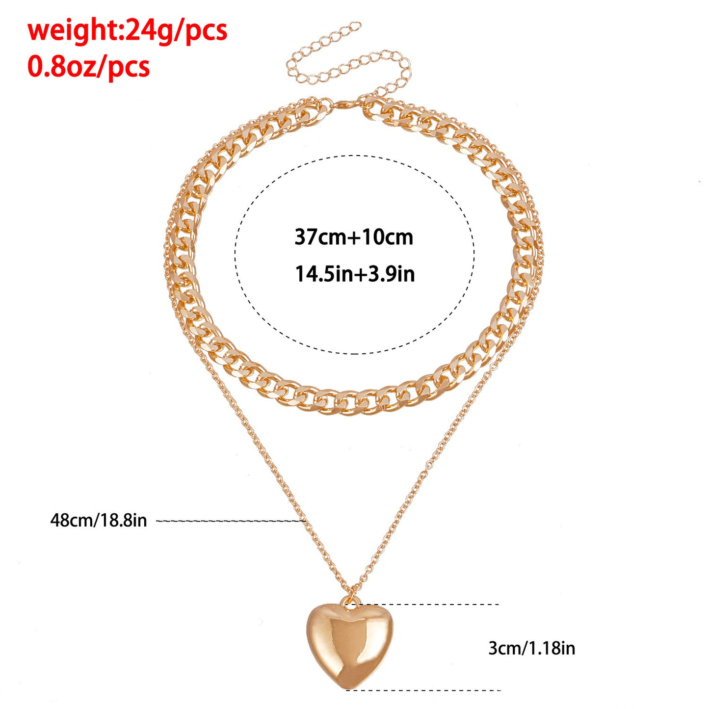 Collier chaîne en métal double couche pour femme