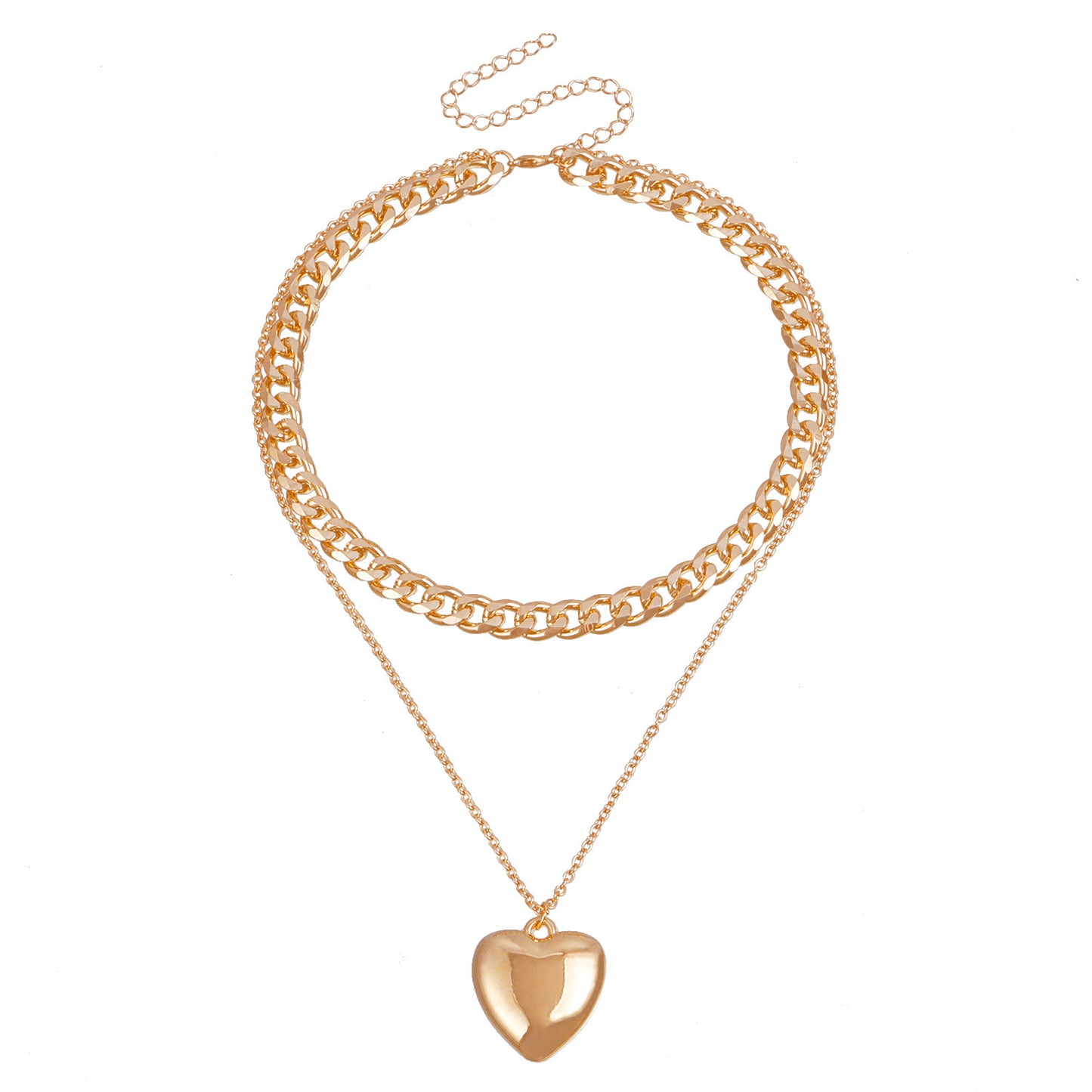 Collier chaîne en métal double couche pour femme