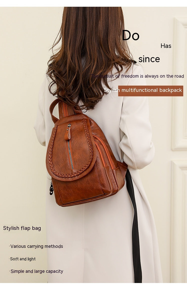 New Large Capacity Soft Leather Women's Backpack