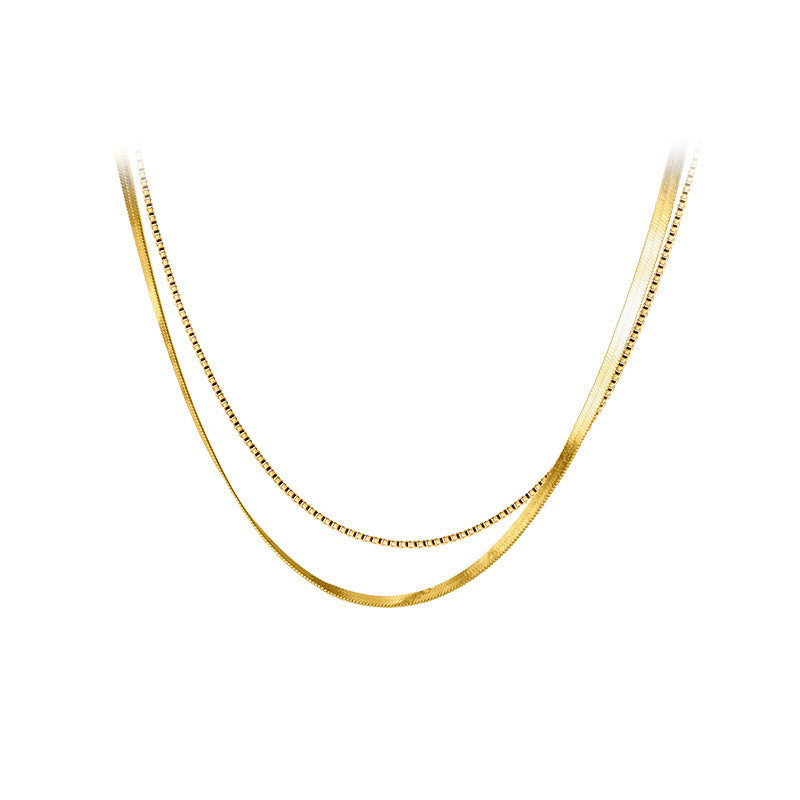 Collar de doble capa con cadena de huesos de serpiente