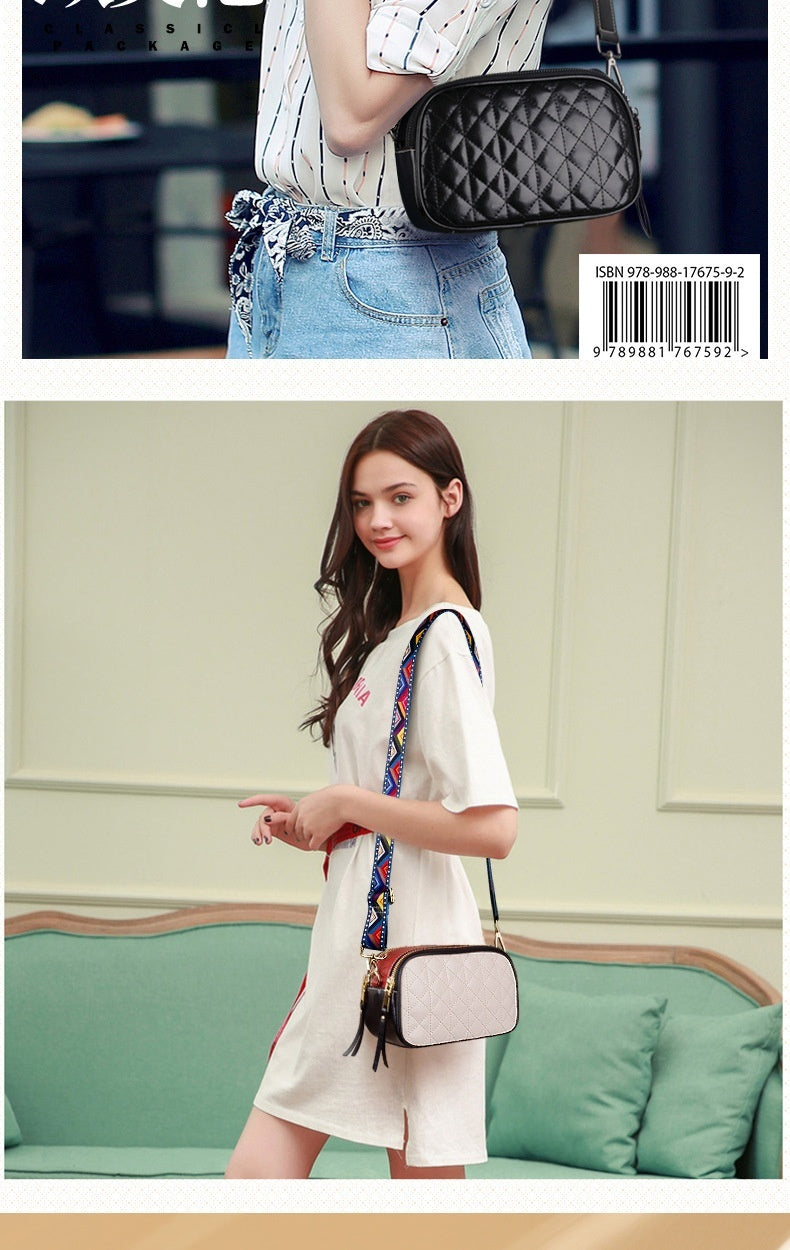 Bolso cuadrado pequeño de cuero para equipaje, bolso cuadrado de color sólido, línea de costura de cuero, bolso cruzado para mujer