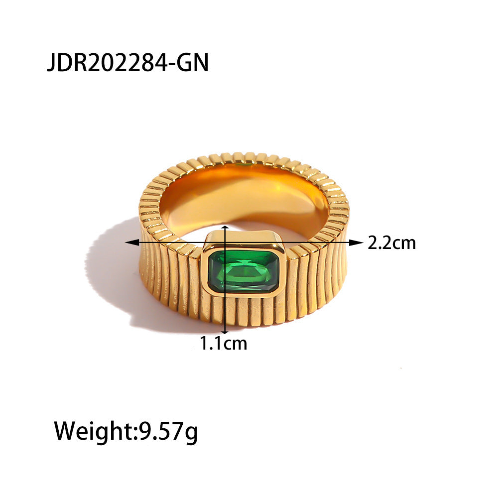 Stainless Steel Inlaid Zircon Vintage Ring