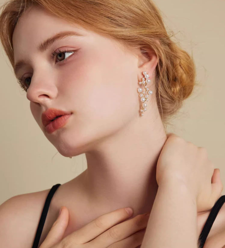 Boucles d'oreilles en perles de conception d'aiguille en argent à la mode