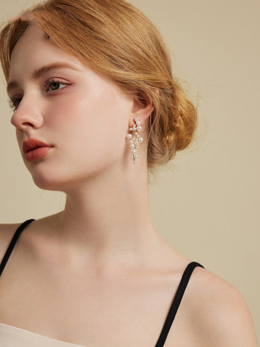Boucles d'oreilles en perles de conception d'aiguille en argent à la mode