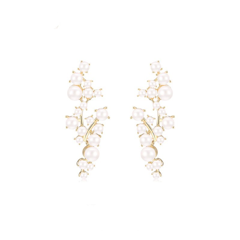 Boucles d'oreilles en perles de conception d'aiguille en argent à la mode