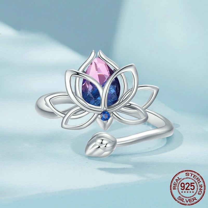 Anillo Lotus Diseño de interés especial para mujer Plata de ley S925