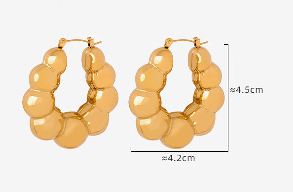 New Geometric Quality Earrings Steel Ball Splicing Design