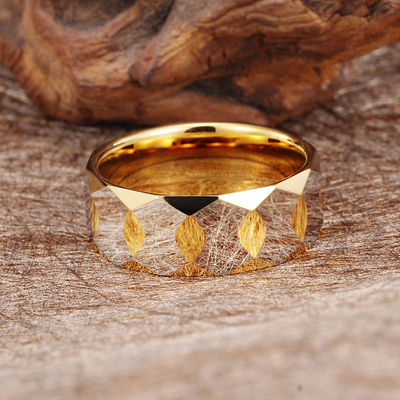 Bague tendance unisexe en acier tungstène