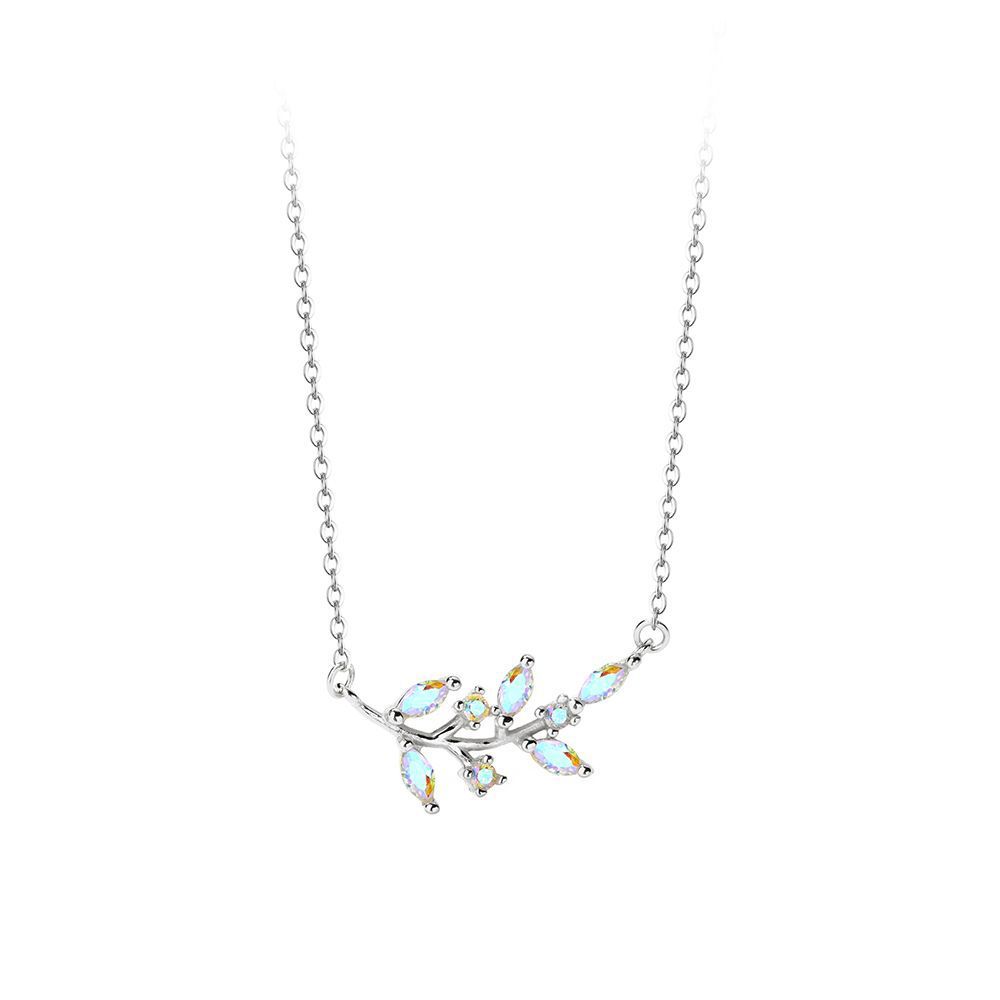Sterling Silver Colorful Zircon Branch Necklace