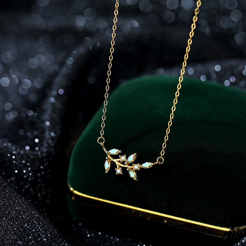 Sterling Silver Colorful Zircon Branch Necklace