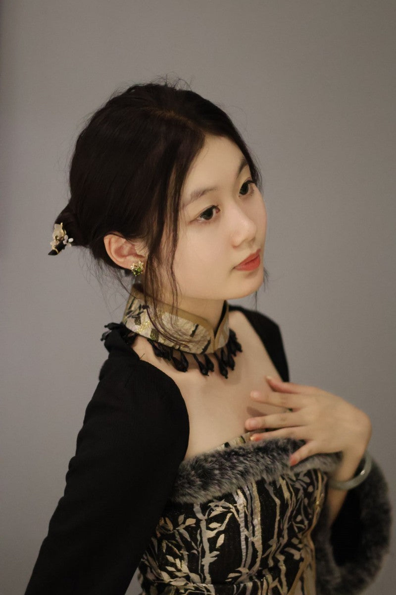 Olive Green Zircon Butterfly Studs Ear Clip