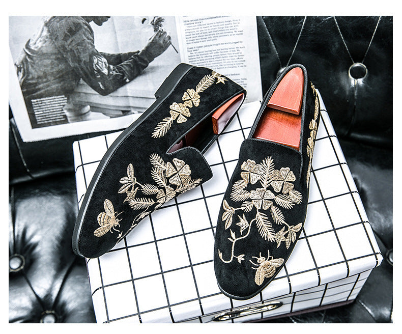 Zapatos de cuero de negocios con bordado de moda para hombres