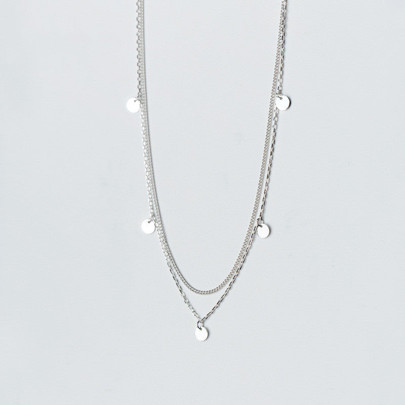 Silver Necklace Women's Elegant Double Layer