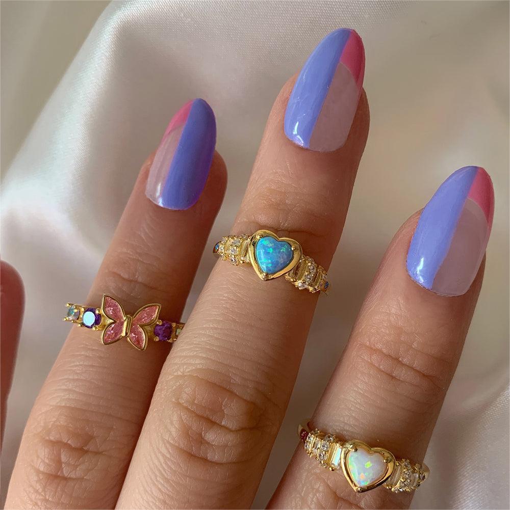 Bague Opale Zircon Mode Dames