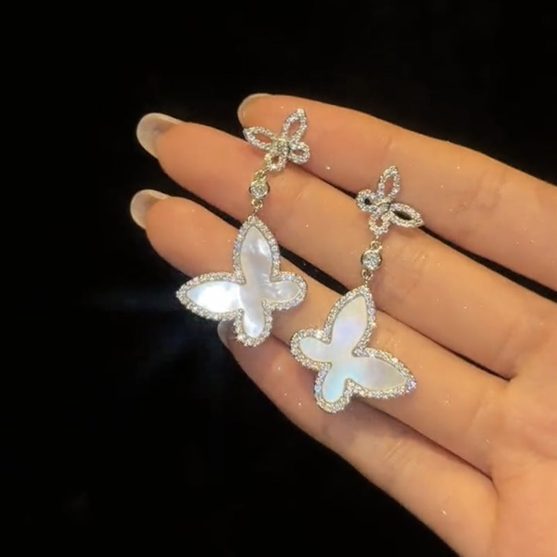 Pendientes De Mariposa Fritillary De Circón Con Micro Incrustaciones Pendientes De Plata S925