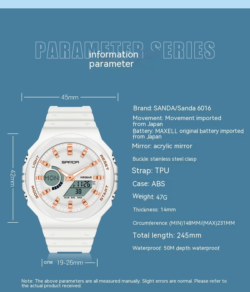 Montre électronique de sport multifonctionnelle étanche à double affichage