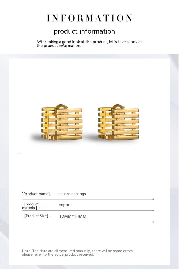 Boucles d'oreilles creuses à géométrie carrée pour femmes, conception d'intérêt particulier