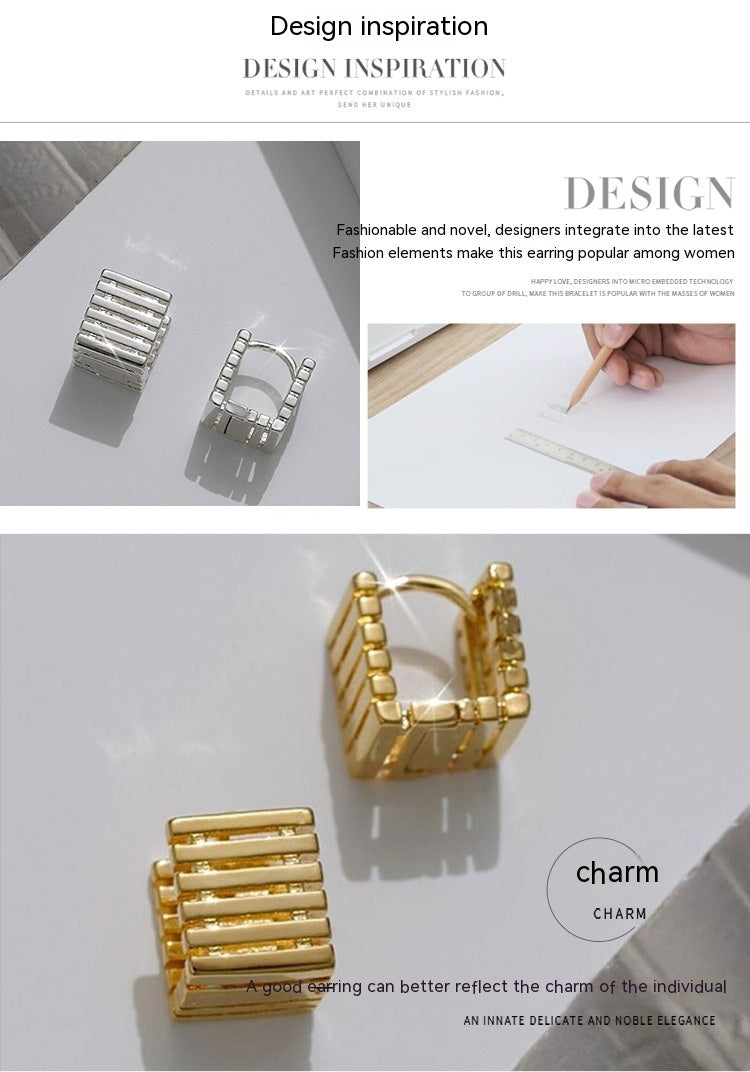 Boucles d'oreilles creuses à géométrie carrée pour femmes, conception d'intérêt particulier