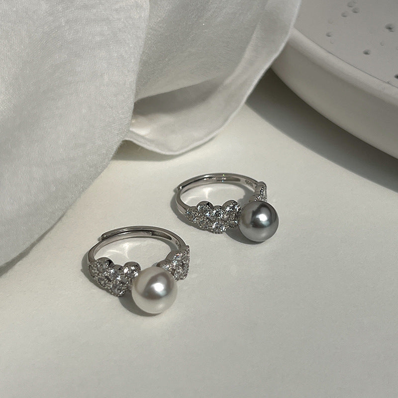 Bague de luxe en perles de Zircon Ins Light