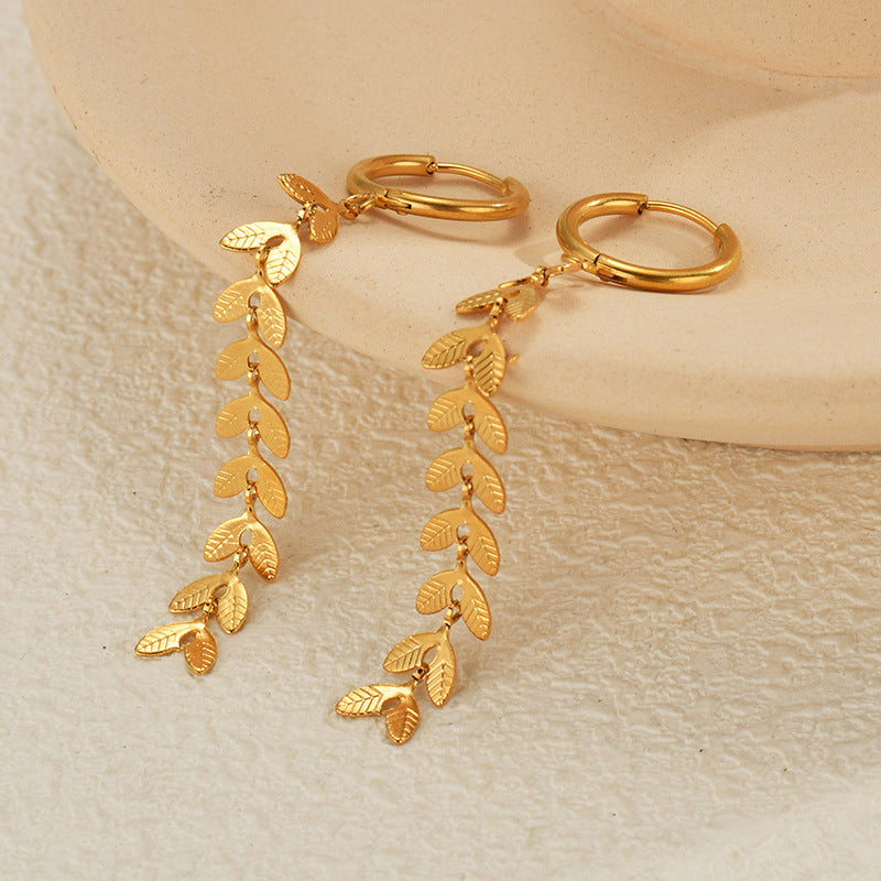 Boucles d'oreilles à longues franges de blé de tempérament à la mode