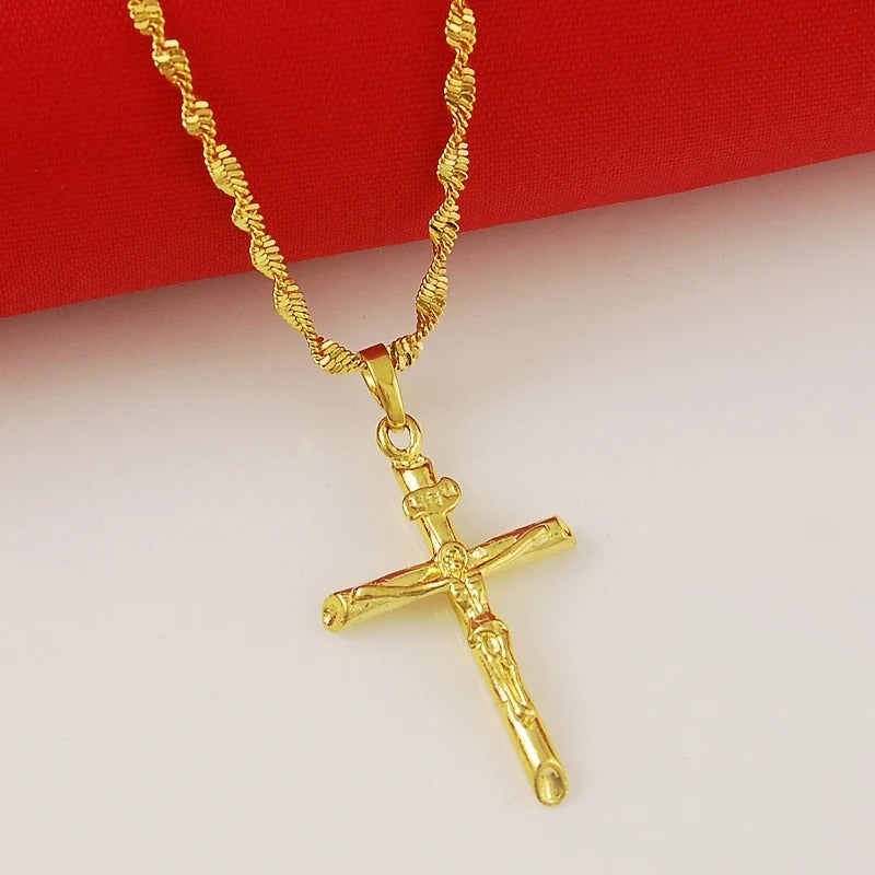 Women's Gold-plated Jewelry Cross Necklace Fading Manufacturer Direct Wholesale