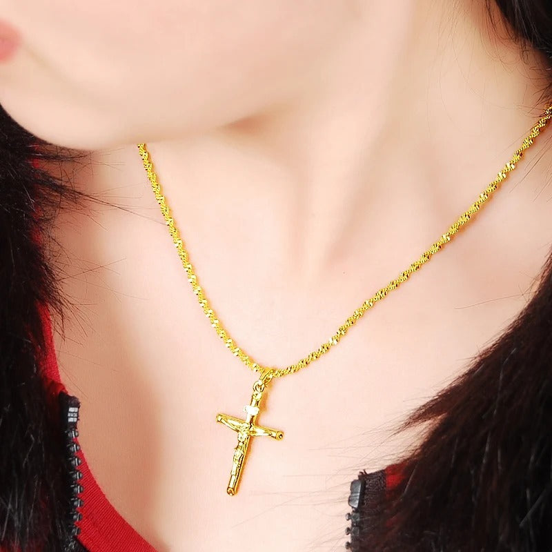 Women's Gold-plated Jewelry Cross Necklace Fading Manufacturer Direct Wholesale