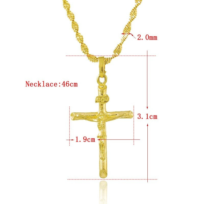 Women's Gold-plated Jewelry Cross Necklace Fading Manufacturer Direct Wholesale