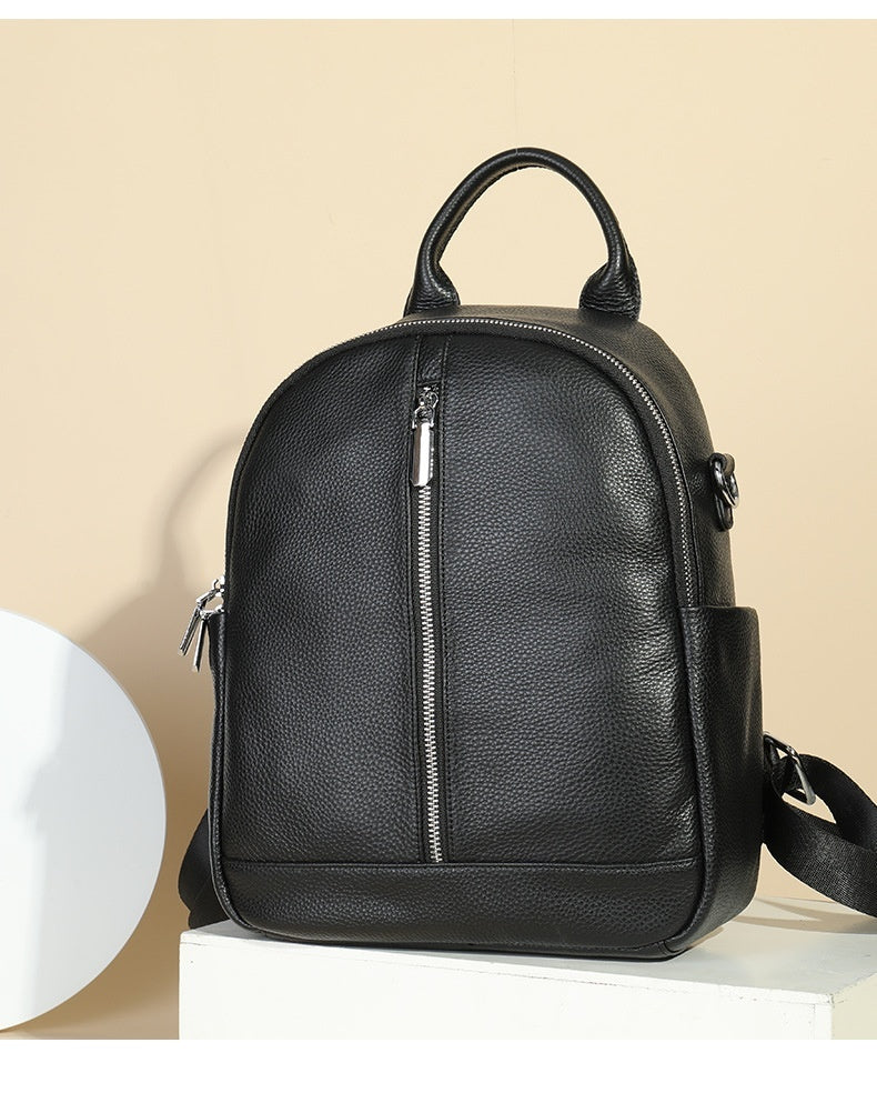 Mochila de cuero para mujer, bolso escolar versátil de gran capacidad con un solo hombro, ordenador