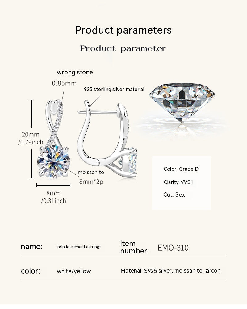Boucles d'oreilles en argent sterling S925 de haute qualité avec diamants à la mode