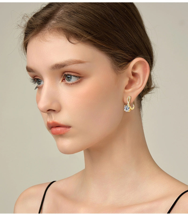 Boucles d'oreilles en argent sterling S925 de haute qualité avec diamants à la mode