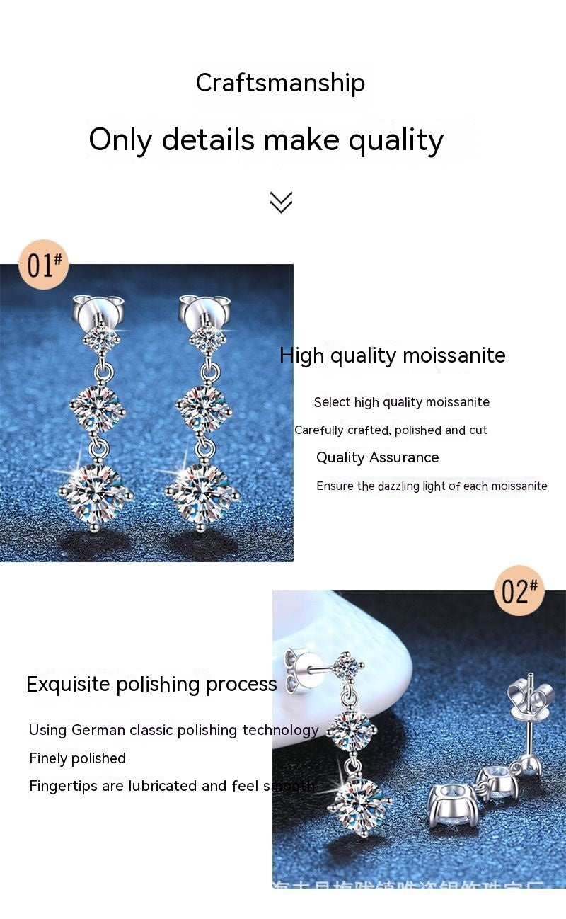 Boucles d'oreilles en argent Sterling S925, pompon Moissanite