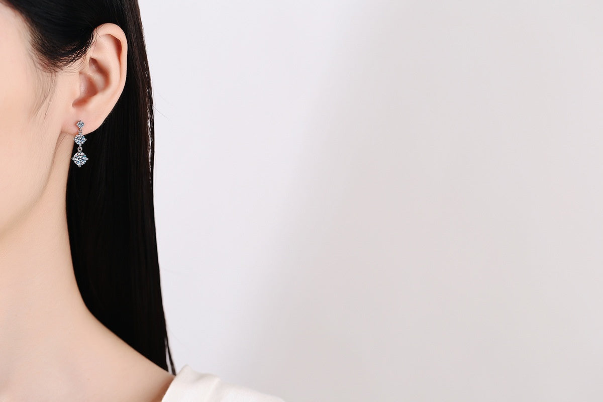 Boucles d'oreilles en argent Sterling S925, pompon Moissanite