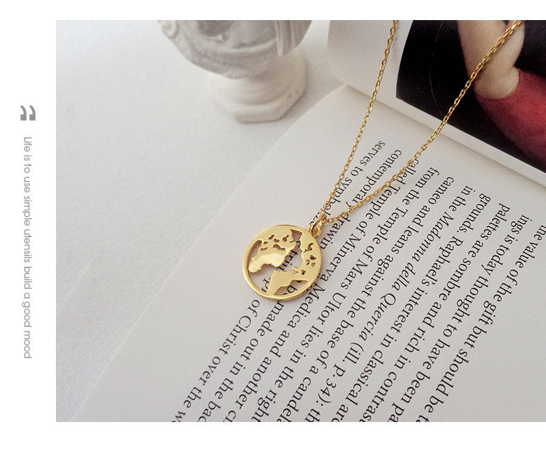 S925 Sterling Silver Your World Map Necklace